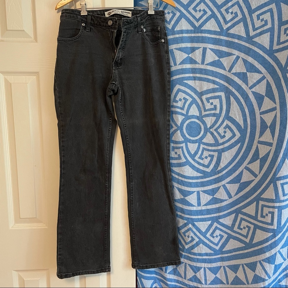 Black faded Harley jeans